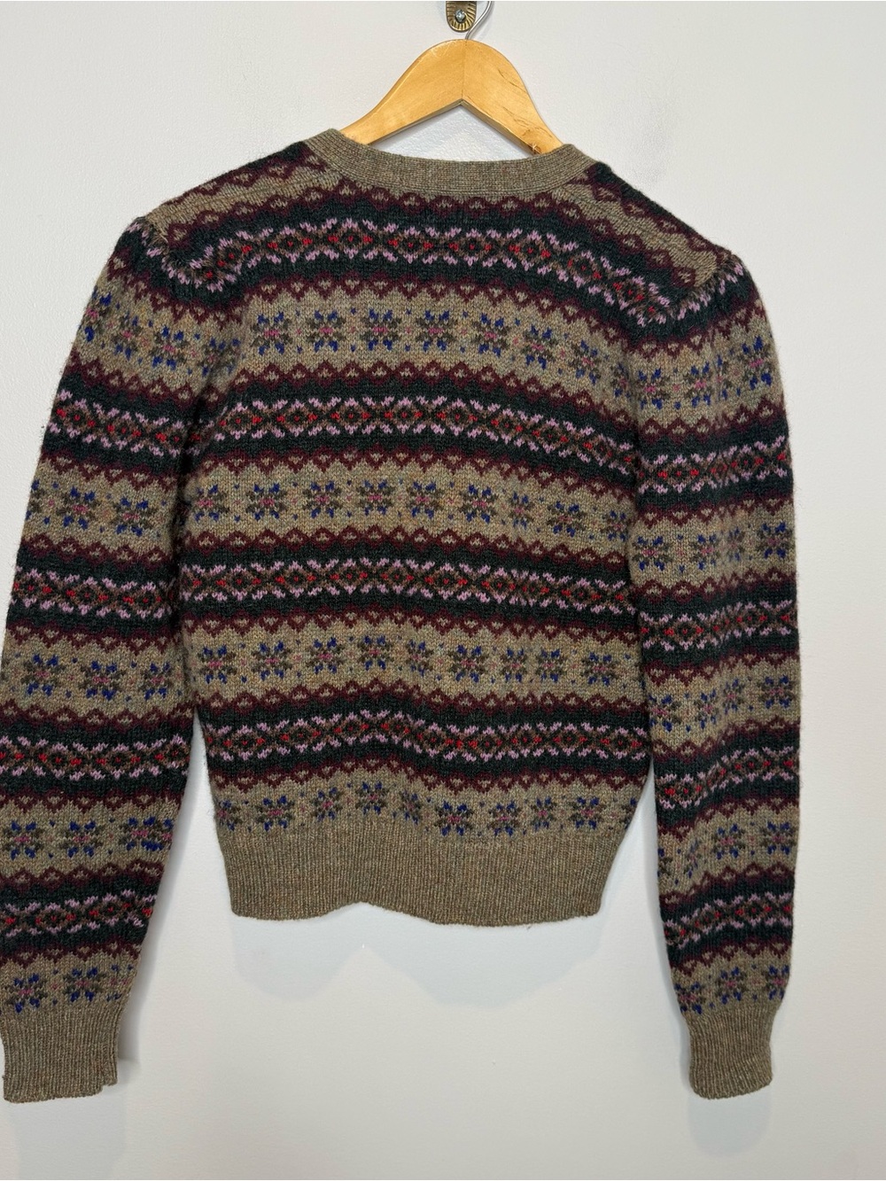 Ralph Lauren Vintage 80s Fair Isle Wool V-Neck Cardigan Pattern Sweater No Size - Picture 7 of 9